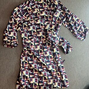 Geometric Patterned Wrap Dress - Multicolor